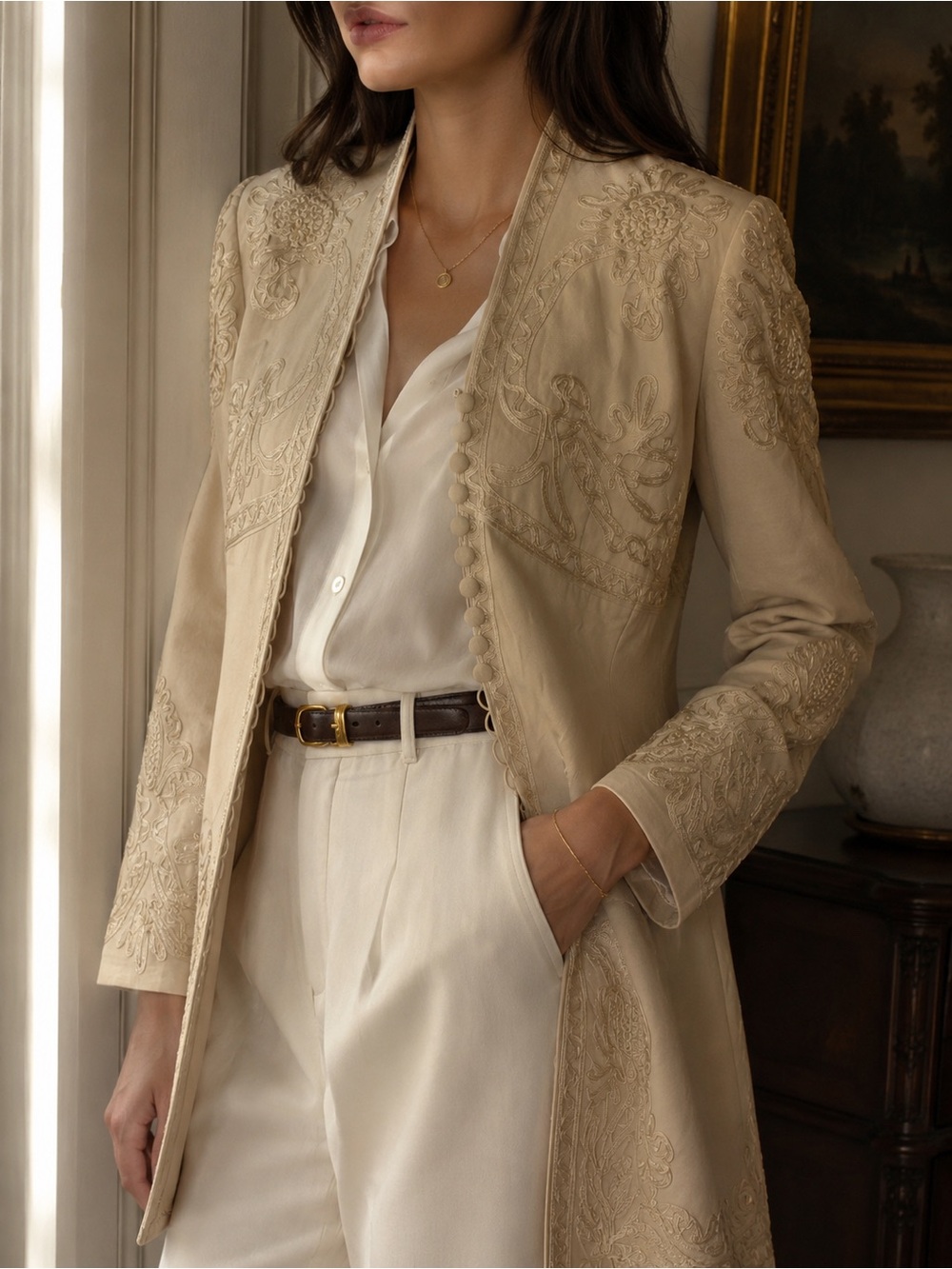 Vintage Marie St Claire Size 10 Soutache Embroidered Long Jacket Old Money